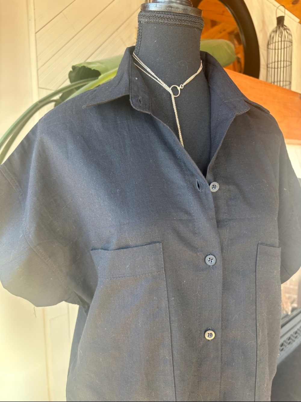 Linen Button Down Top - Picture 3 of 9